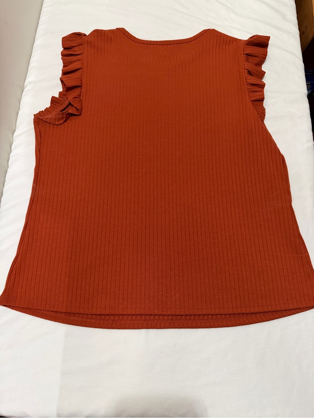 Time and Tru Rust Ribbed Ruffle-Sleeve Tank - Picture 4 of 4